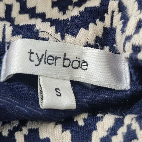 Tyler Boe Dress Womens Small Cowl Neck Blue & White Dress Classic Preppy Sleek - Picture 8 of 10